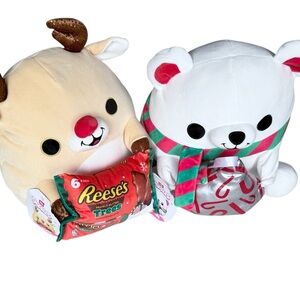 NEW Large 12” Holiday Plush Toy Set - White and Tan (G107)